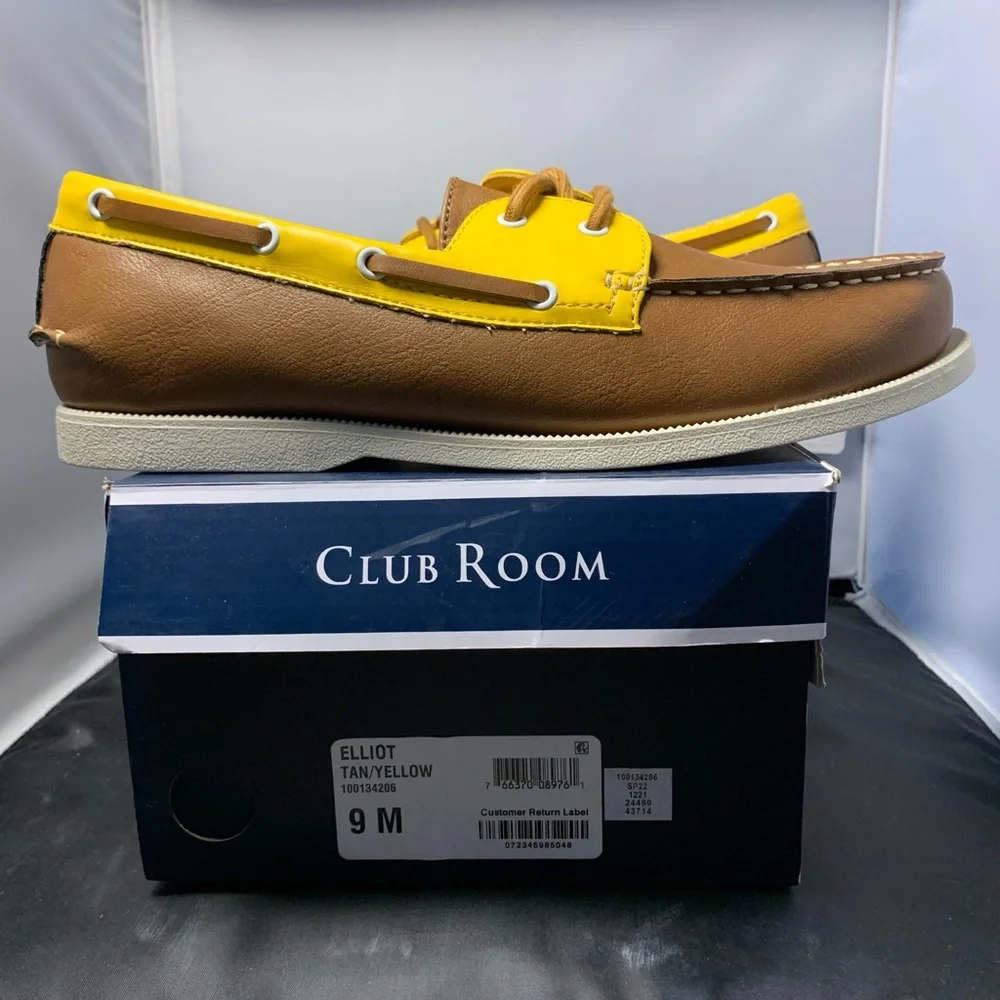 Club‎ Room Elliot Boat Shoes Tan/Yellow Men’s Size 9 New